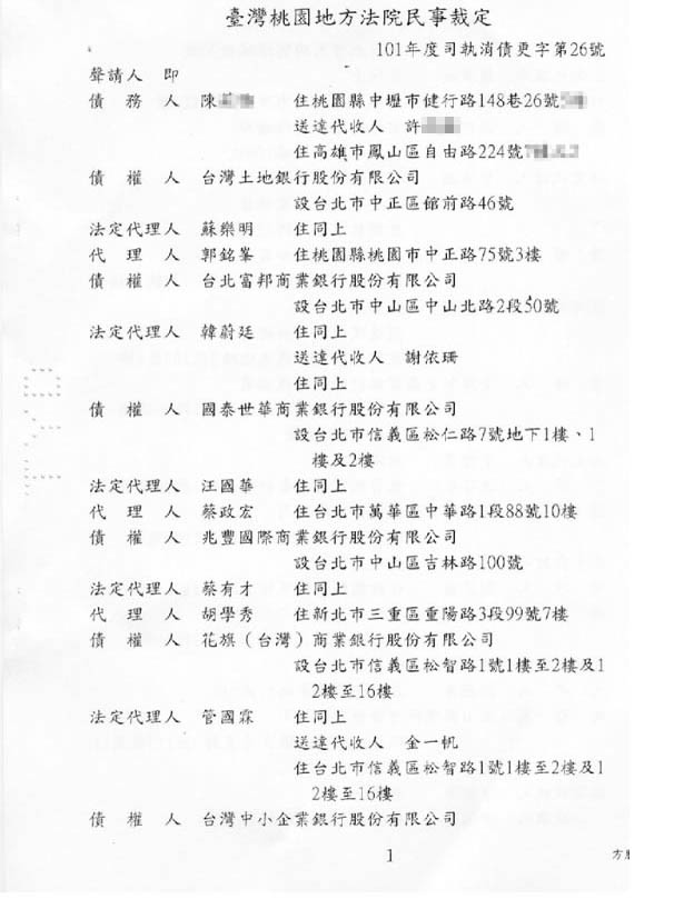 更生裁定判決書1